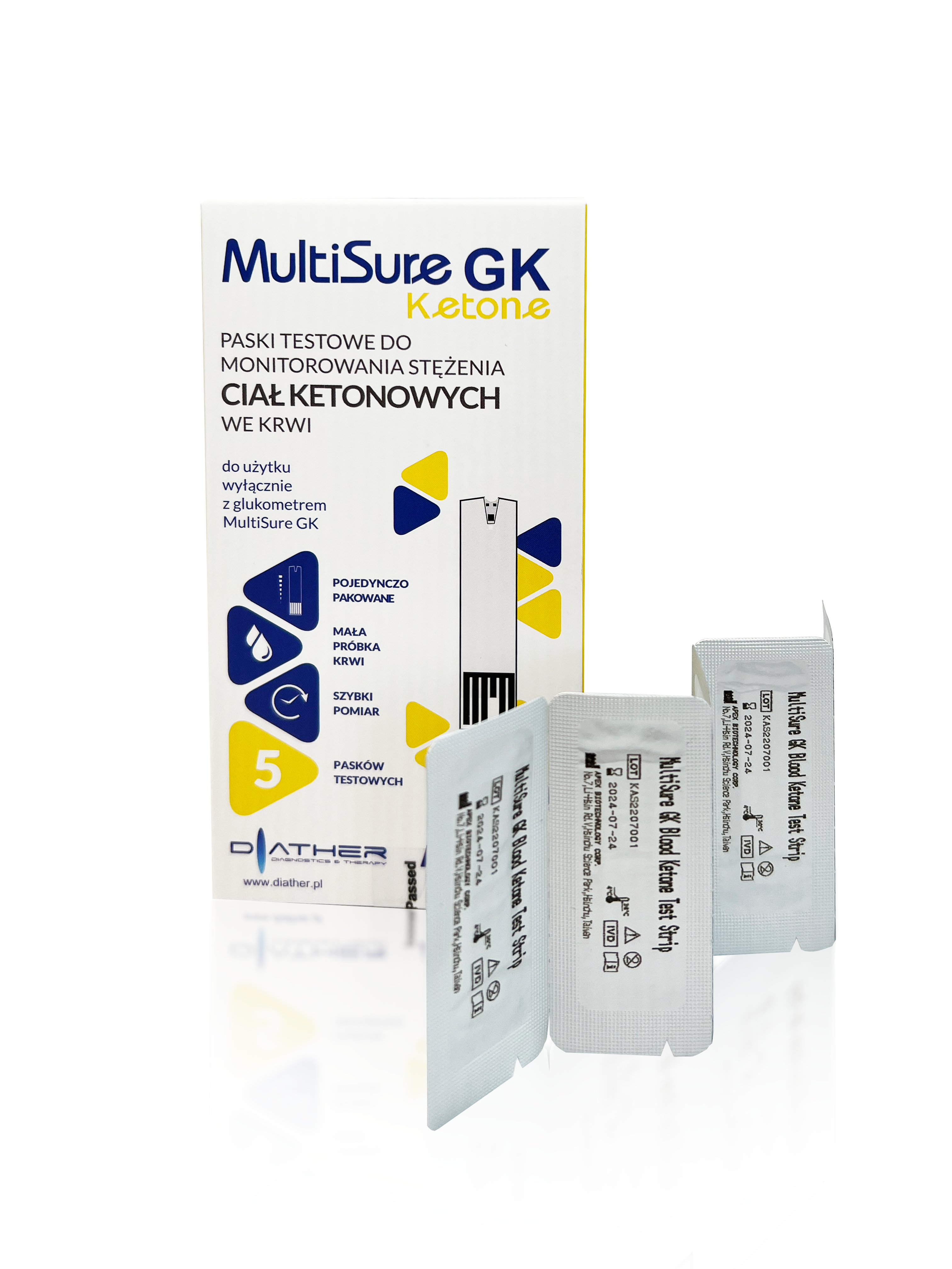 Zestaw KETO glukometr MultiSure GK+5 szt. pasków KETO