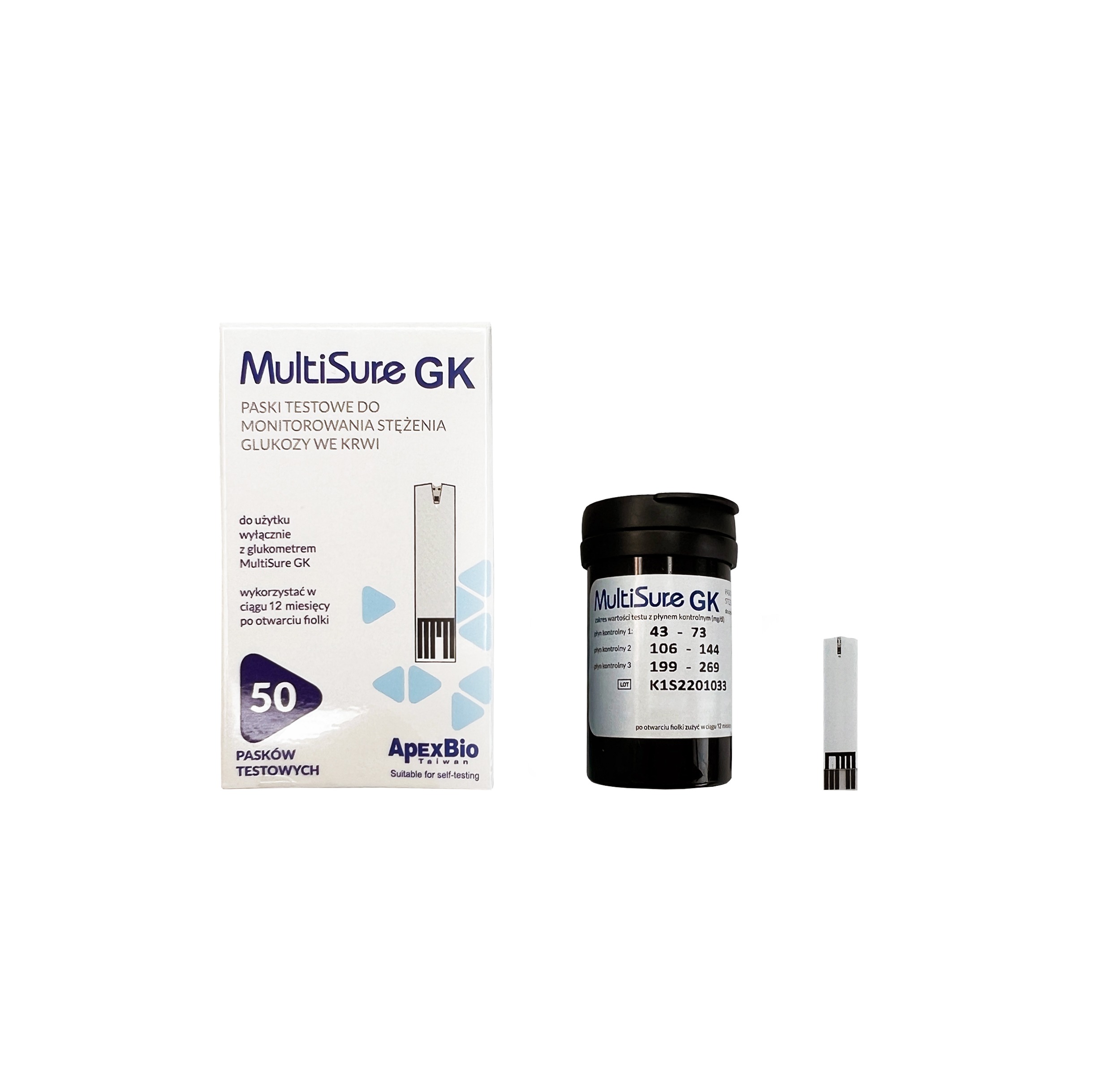 MultiSure GK paski testowe do pomiaru stężenia glukozy