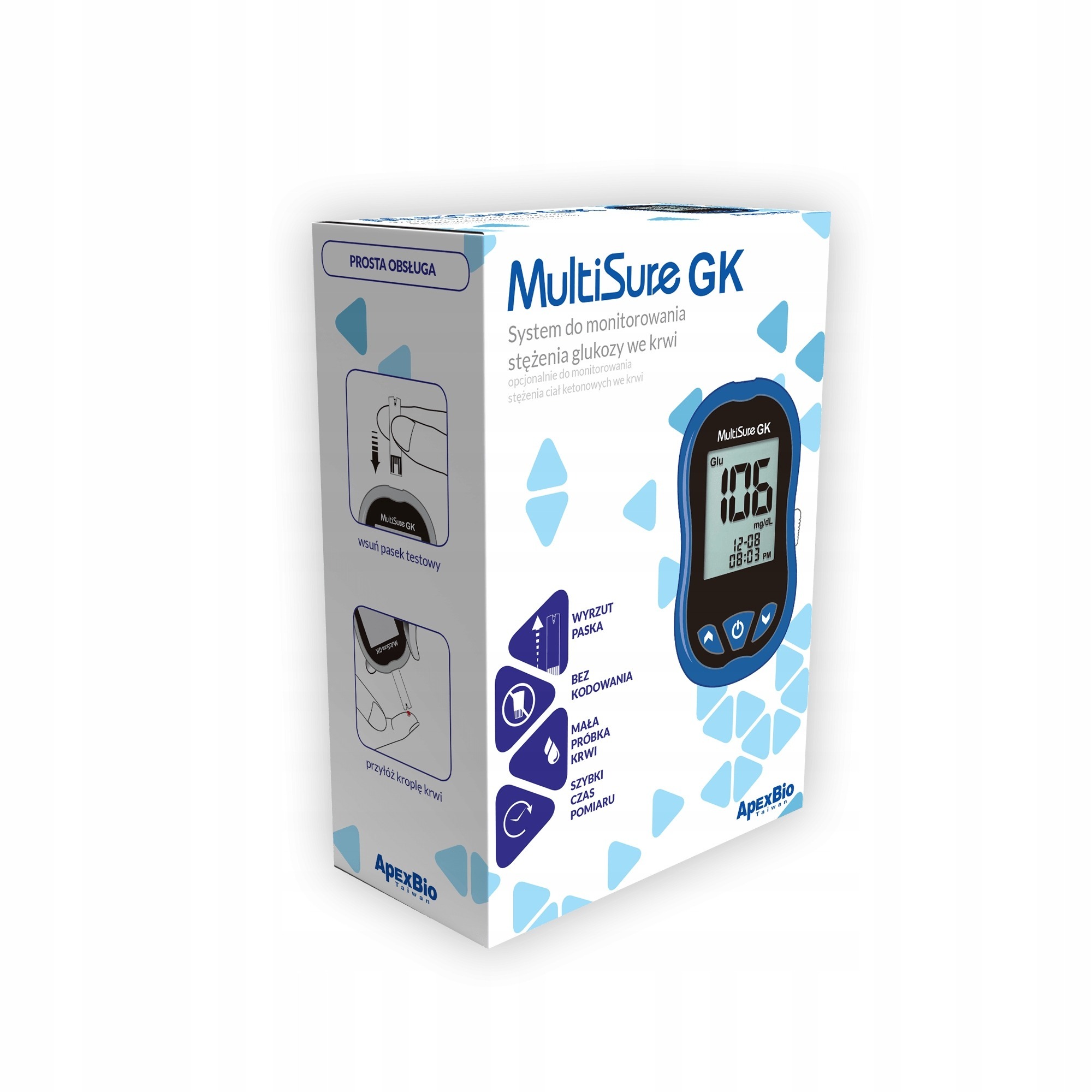 Zestaw do pomiaru stężenia ciał ketonowych i glukozy MultisureGK/aparat + paski ketonowe 25szt+ paski do glukozy 50szt