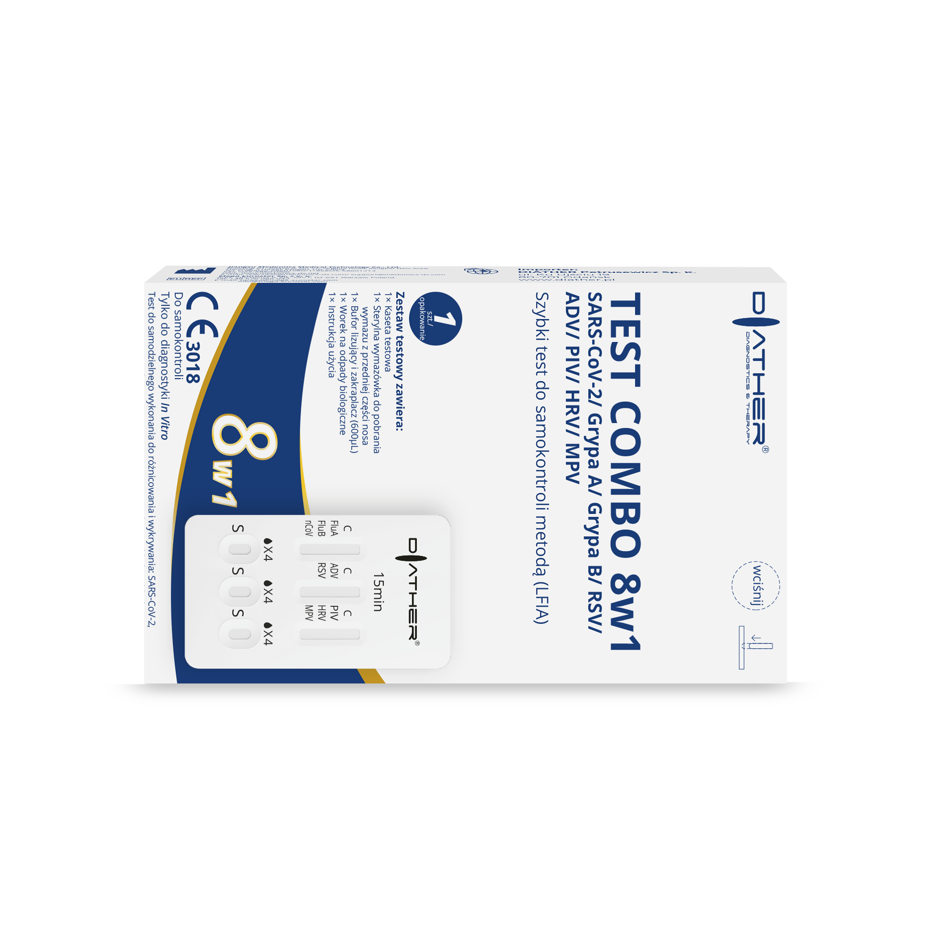 Test COMBO 8w1 SARS-CoV-2/ Grypa A/ Grypa B/ RSV/ ADV/ PIV/ HRV/ MPV